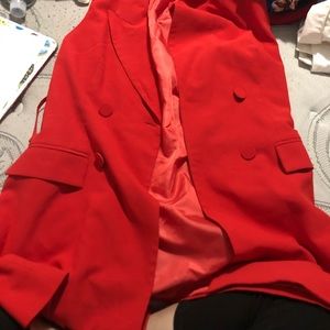 Red jacket no sleeves